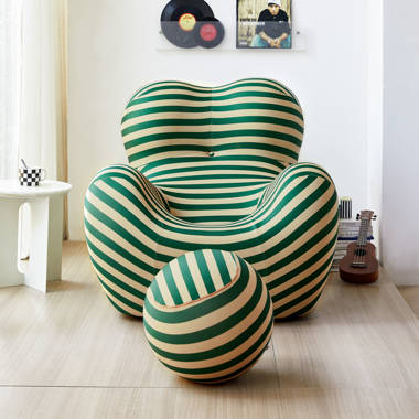 Green and discount white striped chair